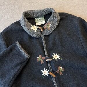 Vintage Wesenjak Pure Wool Black Cardigan Sweater Jacket Women US Sz 12